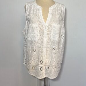 Falls Creek white cotton  Eyelet Top sz 1X